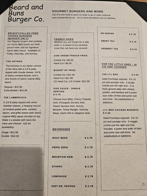 Menu photo 1 The Beard and Buns Burger Camden, AR Menu photo 1 The Beard and Buns Burger Camden, AR