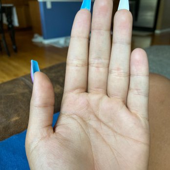 Luminous Nails - original blue powder still visible - Nail Salons Near Me - Henderson, Colorado