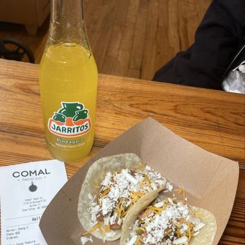 Comal Taco - Jarritos - Pineapple & Two Chicken Adobo Tacos w/ Crema - Tacos Near Me - Charlotte, North Carolina