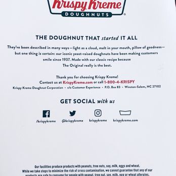 Krispy Kreme - Back of box - Donuts Near Me - Rohnert Park, California Krispy Kreme - Back of box - Donuts Near Me - Rohnert Park, California