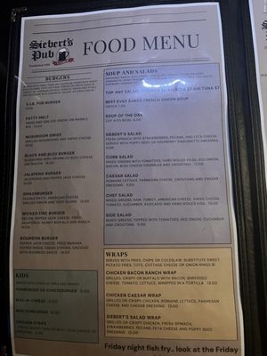 Menu photo 3 Sieberts Pub Salem, WI