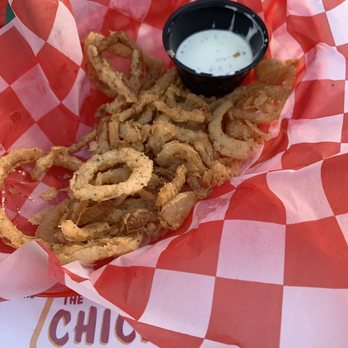 The Chicken - What was left of out onion rings by the time I took a pic - Chicken Shop Near Me - Cumming, Iowa