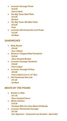 Menu photo 5 Lonestar Sausage & BBQ Houston, TX Menu photo 5 Lonestar Sausage & BBQ Houston, TX