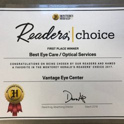 Vantage Eye Center - Cass Street - Monterey Herald Readers' Choice Award 2018