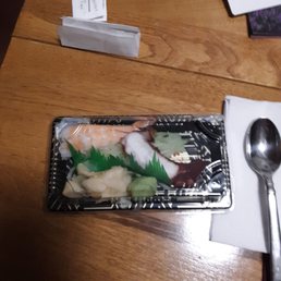 This is the sushi (octopus and shrimp with ginger,  wasabi and another thing of sort).