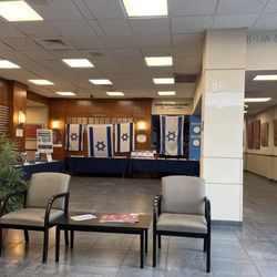 Sid Jacobson JCC - Lobby with flags in support of Israel