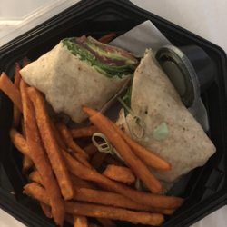Cecilia's Southern Table - Charred ahi tuna wrap with sweet potato fries