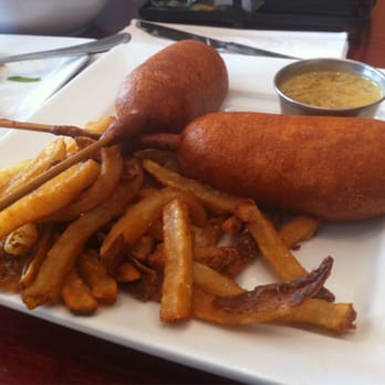 Frisco Taphouse - Pale Ale Corn Dogs - Kielbasa, pale ale cornmeal, and IPA mustard. - Bars Near Me - Columbia, Maryland Frisco Taphouse - Pale Ale Corn Dogs - Kielbasa, pale ale cornmeal, and IPA mustard. - Bars Near Me - Columbia, Maryland