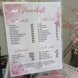 Pricing menu 01/2026