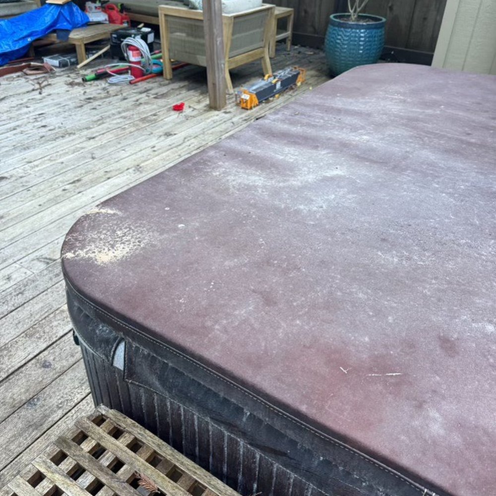 Vicente Landscaping General Construction - Juan used my hot tub cover to cut building materials as a table. Damaged it and then walked off the job without finishing. - Landscaping Near Me Vicente Landscaping General Construction - Juan used my hot tub cover to cut building materials as a table. Damaged it and then walked off the job without finishing. - Landscaping Near Me