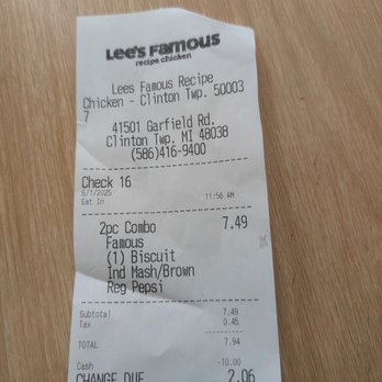Lee's Famous Recipe Chicken - Check out the fabulous price of my food! - Fast Food Near Me - Clinton Township, Michigan Lee's Famous Recipe Chicken - Check out the fabulous price of my food! - Fast Food Near Me - Clinton Township, Michigan