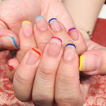 New UV Nail Spa - Multicolor French gel manicure - Nail Salons Near Me - New York, New York