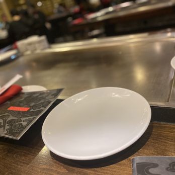 Benihana - a white plate on a counter - Japanese Near Me - Edison, New Jersey