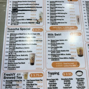 Tsaocaa - Secaucus - Menu May 2025 - Bubble Tea Near Me - Secaucus, New Jersey