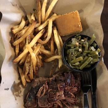Mission BBQ - Brisket, fries, green beans and bacon, cornbread - Barbeque Near Me - Davie, Florida Mission BBQ - Brisket, fries, green beans and bacon, cornbread - Barbeque Near Me - Davie, Florida