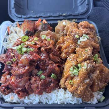 Jin’s Korean BBQ - Aloha plate , spicy pork and honey soy garlic chicken - Hawaiian Near Me - Spring Valley, Nevada
