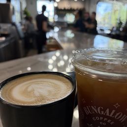 Lavender latte + iced Americano