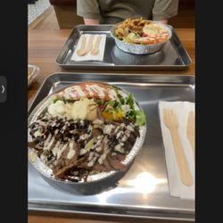 Beef and chicken shawarma plates
