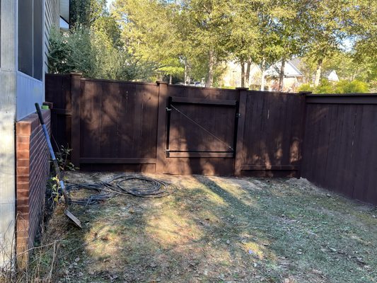 privacy fence install - this fence was installed around a clients back yard with uneven ground to allow proper coverage and look we did a stair step method privacy fence install - this fence was installed around a clients back yard with uneven ground to allow proper coverage and look we did a stair step method