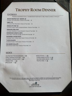 Menu photo 1 The Trophy Room at Old Kinderhook Camdenton, MO Menu photo 1 The Trophy Room at Old Kinderhook Camdenton, MO
