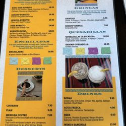 Taqueria La Picardia - Back of menu
