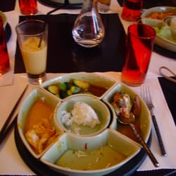 THAÏ - I was so excited to eat that I forgot to take a before picture.  Top left is a picture of the thai iced tea.