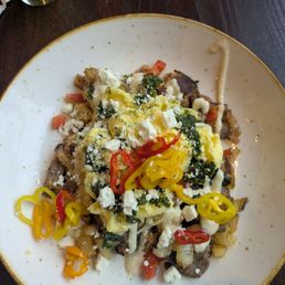 Chimichuri steak and eggs hash