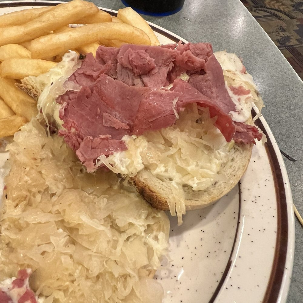 Half a Ruben to show how much meat. Half a Ruben to show how much meat.