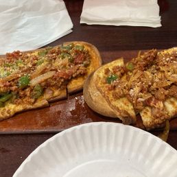 TWO flatbreads = one order! Sausage and peppers...divine! TWO flatbreads = one order! Sausage and peppers...divine!