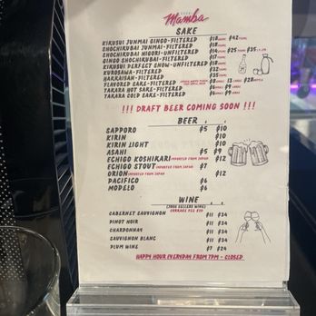 Sushi Mamba - Alcohol menu - Sushi Bars Near Me - Wildomar, California Sushi Mamba - Alcohol menu - Sushi Bars Near Me - Wildomar, California