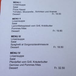 Restaurant Pizzeria Schönau - Mittagsmenukarte am 14.Juli 2014