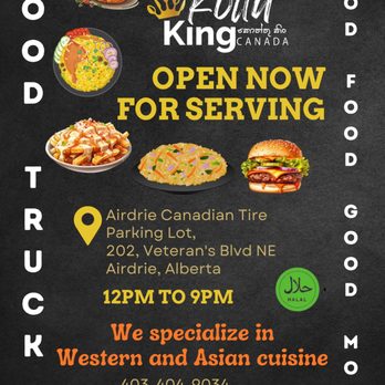 Kottu King - We are open now for serving at the Canadian Tire Parking Lot Veteran's Blvd NE Airdrie, Alberta - Food Trucks Near Me - Airdrie, Alberta Kottu King - We are open now for serving at the Canadian Tire Parking Lot Veteran's Blvd NE Airdrie, Alberta - Food Trucks Near Me - Airdrie, Alberta