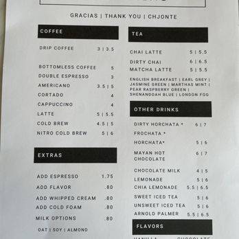 Lapluma Coffee & Wine - Morning Beverage Menu - Coffee & Tea Near Me - Alexandria, Virginia
