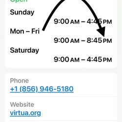 Virtua Urgent Care - Westmont - Virtua Urgent Care's business hours as posted online and on the facility entrance.