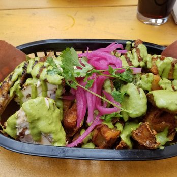 Cartopia Food Carts - Chicken and Guns...1/4 chicken with potatoes and Aji sauce - Food Trucks Near Me - Portland, Oregon