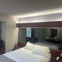 Interior room view of the bed. Clean and comfortable