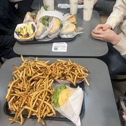 Everything we ordered. got it so quick! fries, burgers, Cookies and Cream milkshake, grilled cheese etc....