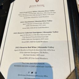 Tasting menu