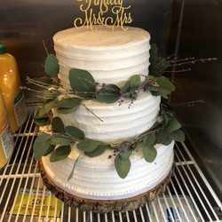 Sweet-Art - 3 tier white wedding cake. (topper and greenery added after purchase)  Beautiful minimalist design by sweet art.