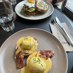 Federal - Eggs Benedict with bacon and Blat sandwich.
