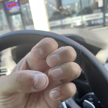 Fendy Nail Lounge - If you zoom in, you can see a cut on my thumb and pinky finger. - Nail Salons Near Me - Cypress, California