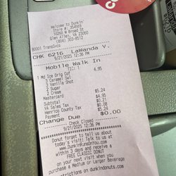 Dunkin' - Receipt