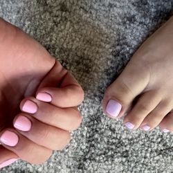 Red Ruby Nails & Spa - The color on my hands is a bubble gum pink. The color on my toes is a light pink. But they were both labeled as 601 ballet pink.