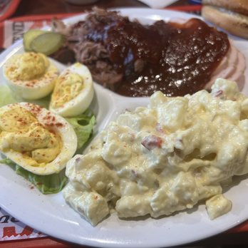 Full Moon BBQ - Two meat (brisket,turkey), deviled eggs, potato salad. - Southern Near Me - Huntsville, Alabama Full Moon BBQ - Two meat (brisket,turkey), deviled eggs, potato salad. - Southern Near Me - Huntsville, Alabama