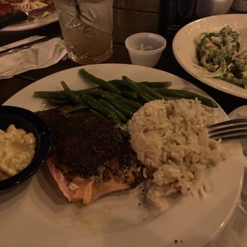 O. C. White's Restaurant - Salmon and house salad with bleu cheese dressing - Seafood Near Me - St Augustine, Florida