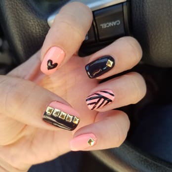 Vanessa Nails - Beautiful soft orange ft black nail design. In love. - Waxing Near Me - San Jose, California Vanessa Nails - Beautiful soft orange ft black nail design. In love. - Waxing Near Me - San Jose, California