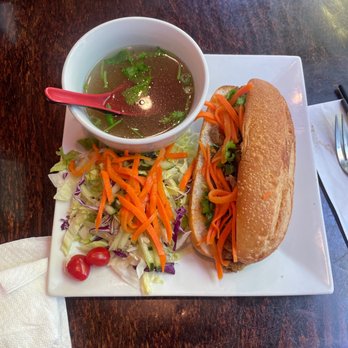 Anise Pho - Banh mi with veggie soup and salad! - Vietnamese Near Me - Raleigh, North Carolina