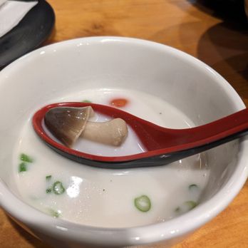Thai 7 Bistro - Adorable tiny mushrooms in the Tom Kha Gai soup - Thai Near Me - Brea, California Thai 7 Bistro - Adorable tiny mushrooms in the Tom Kha Gai soup - Thai Near Me - Brea, California