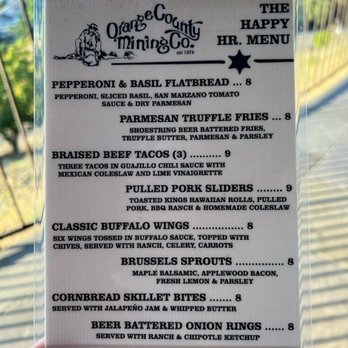 Orange County Mining Company - Happy Hour Menu - Steakhouses Near Me - Orange, California