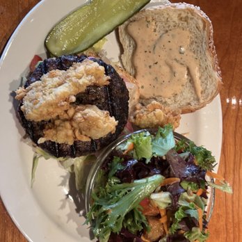 Old Ebbitt Grill - Oyster burger with mixed green salad - Bars Near Me - Washington, DC, District of Columbia Old Ebbitt Grill - Oyster burger with mixed green salad - Bars Near Me - Washington, DC, District of Columbia